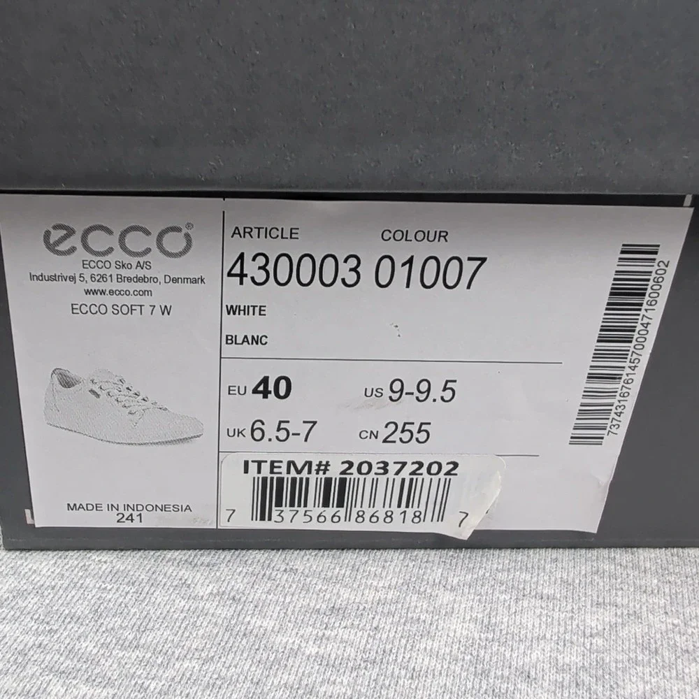 ECCO Soft 7 W White Leather Lace Up Sneakers 430003 01007 Womens 9-9.5 EU 40